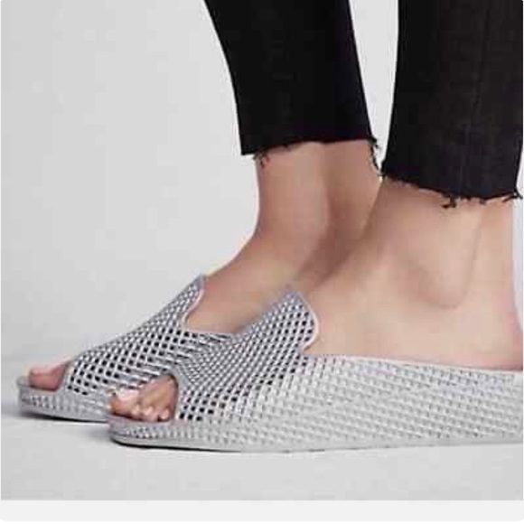 Jeffrey Campbell Havana Fling 2 Silver Jelly Wedge Slide Sandal Size 10 - Picture 2 of 4